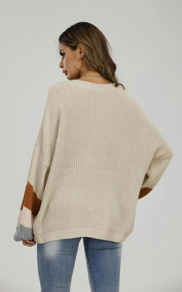 FS Collection Striped Jumper In Beige & Peach Pink & Camel