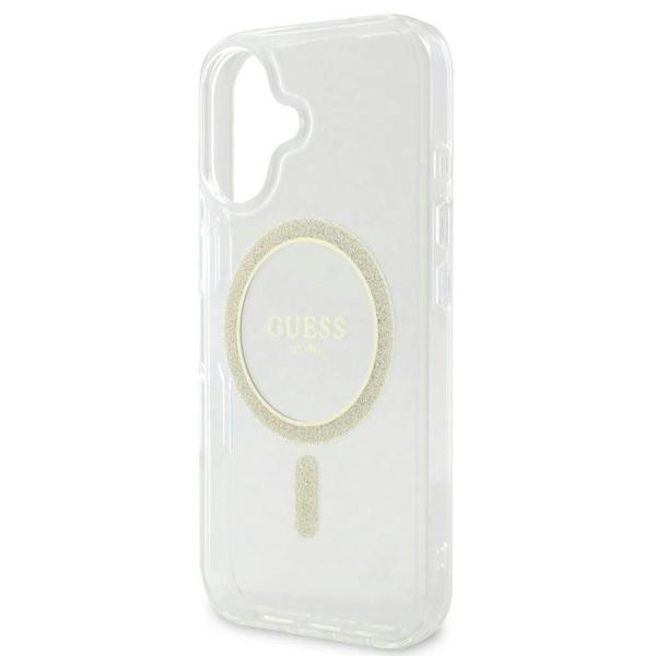 Guess IML Glitter Ring Case with MagSafe for iPhone 16 6.1" Clear - GUHMP16SHFGERET
