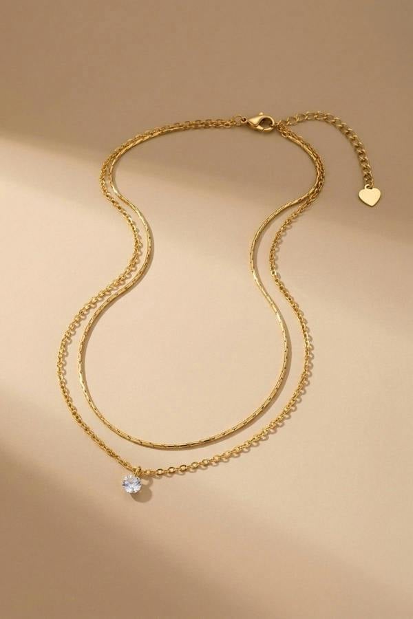 ARIIRA Hara Layered Gold Tone Solitaire Pendant