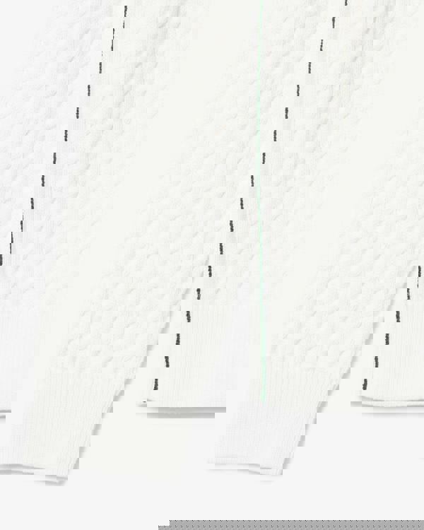 Lacoste Cable Knit Mens Cotton Jumper - Flour/Green