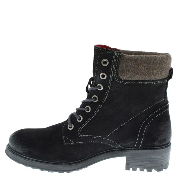 Frank James Warwick Suede Leather Womens Lace Up Block Heel Ankle Boots