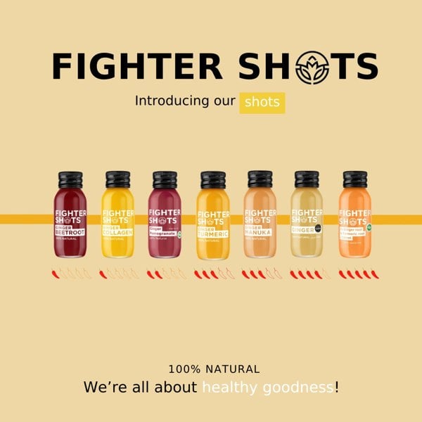 Fighter Shots Carrot + Ginger + Turmeric Shot single or  12 x 60ml