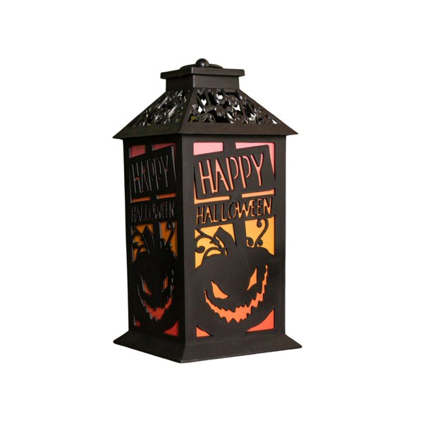 Samuel Alexander 29cm Battery Operated Black Light up Happy Halloween Lantern Decoration with Multi-Coloured LEDs