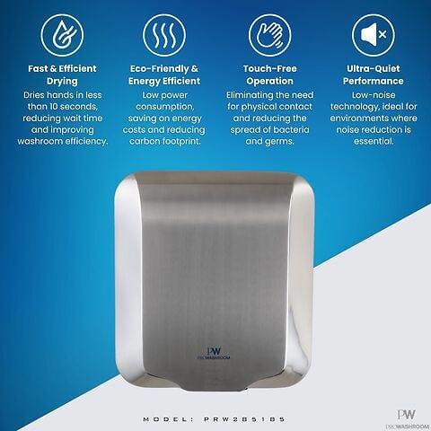 ProWashroom Pro Washroom Bathroom Hand Dryer 1800w Stainless Steel