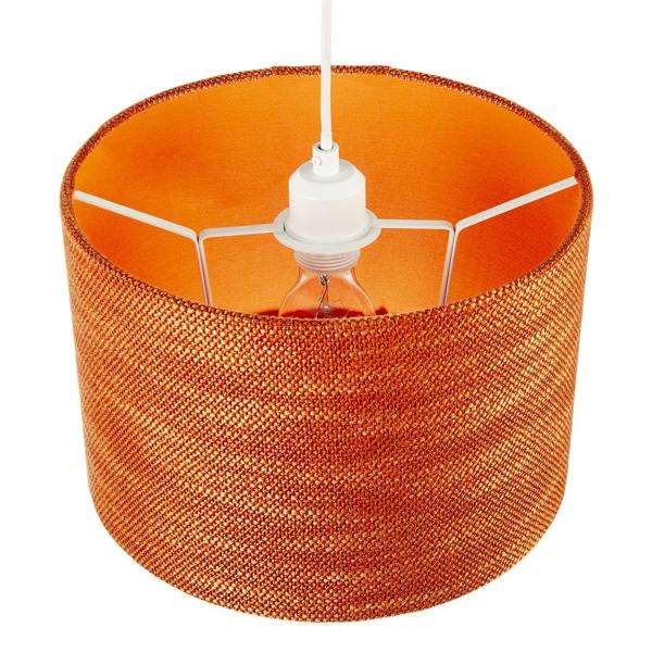 Designer Bobbled and Textured Linen Lamp Shade in Rustic Orange Image 3