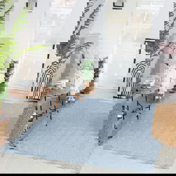 Livabliss Moda Shag-Solid Color Blue Plush Soft Pile Rug