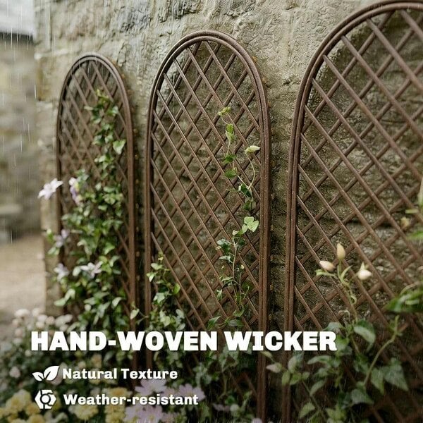 Garden Trellis, Decorative Trellis Panels for Climbing Outdoor Plants, Vegetables, Vines, Flowers, Natural Wood Finish