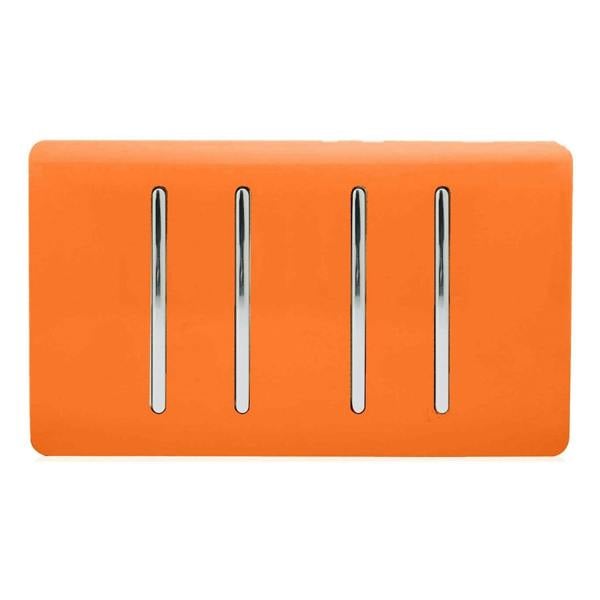 Trendi Switch 4 Gang 1 or 2 Way Light Switch in Sunset Orange