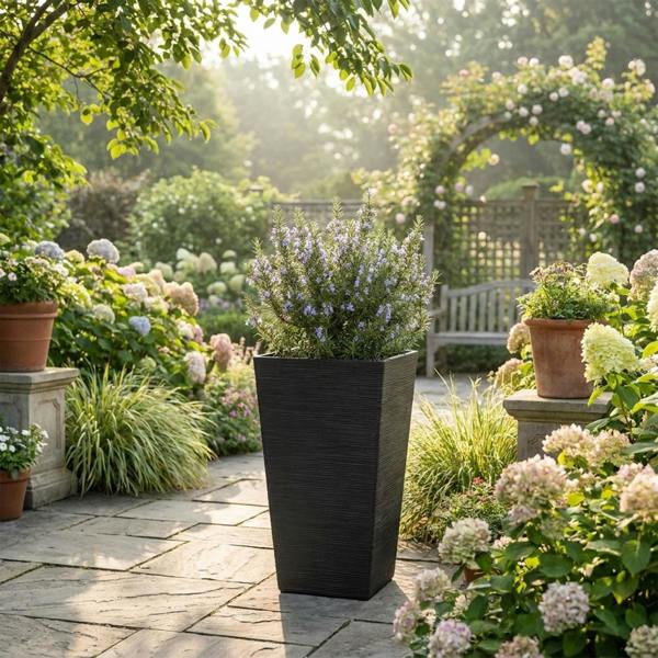Nicoman Avondale Black Seagrass Recycled Rubber Plant Pot