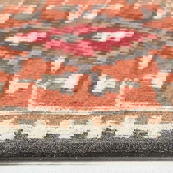 HOMESCAPES Jaipur Handwoven Brown and Orange Kilim Wool Rug