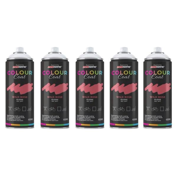 Colour Coat 5X Wild Rose RAL 3017 Gloss Spray Paint 400ml