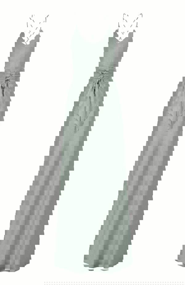 sage green satin slip bridesmaids dress