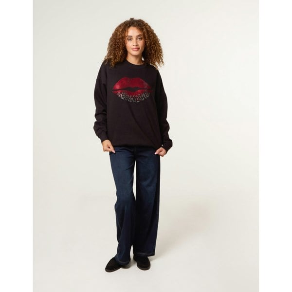 Blue Vanilla Rhinestone Lips Sweatshirt