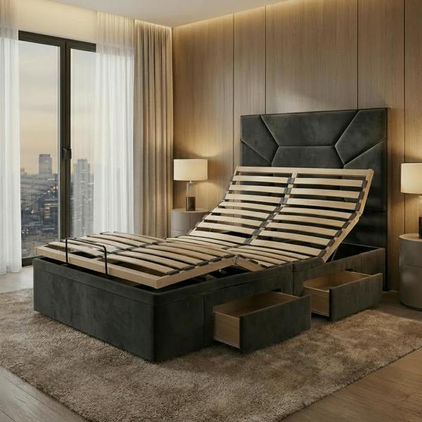 Paradise Beds Black Sarena Electric Adjustable bed With Memory Mattress