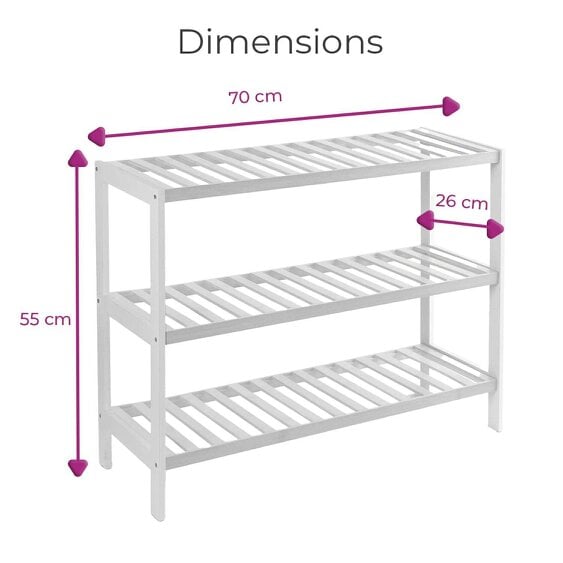 Neo White 3-Tier Bamboo Shoe Rack Stand Natural Wooden Shoe Storage Shelf for Hallway Bedroom Bathroom