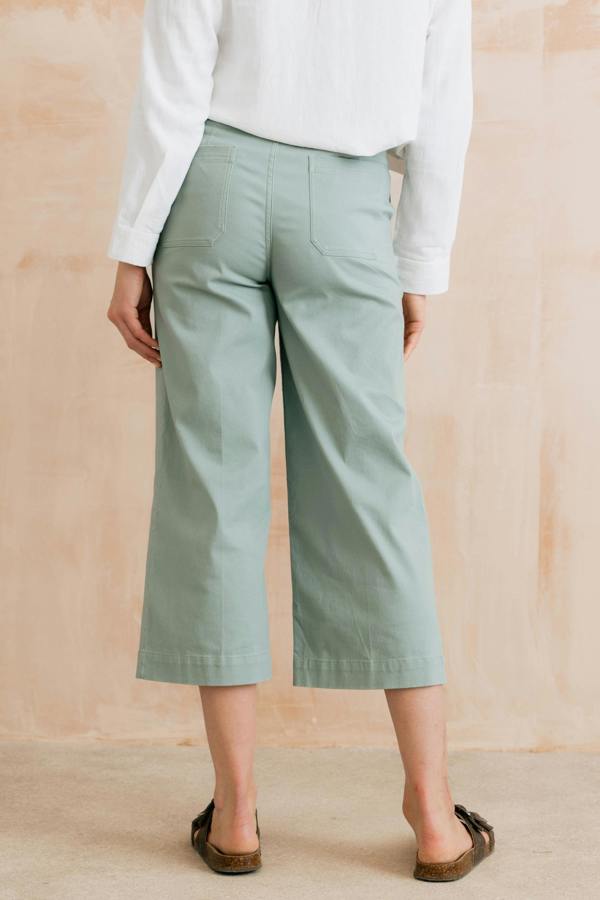 Lily & Me Isla Stretch Twill Crop Trousers Silver Sage