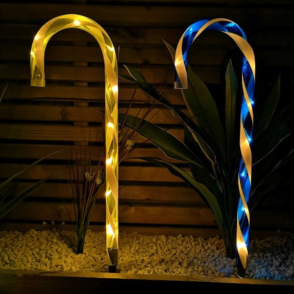 Samuel Alexander Set of 4 Battery Operated LED Multi Coloured Candy Cane Stripe Path Lights Christmas Decoration with Timer