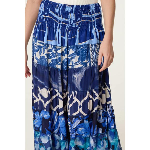 Blue Vanilla Multi Print Shirred Skirt