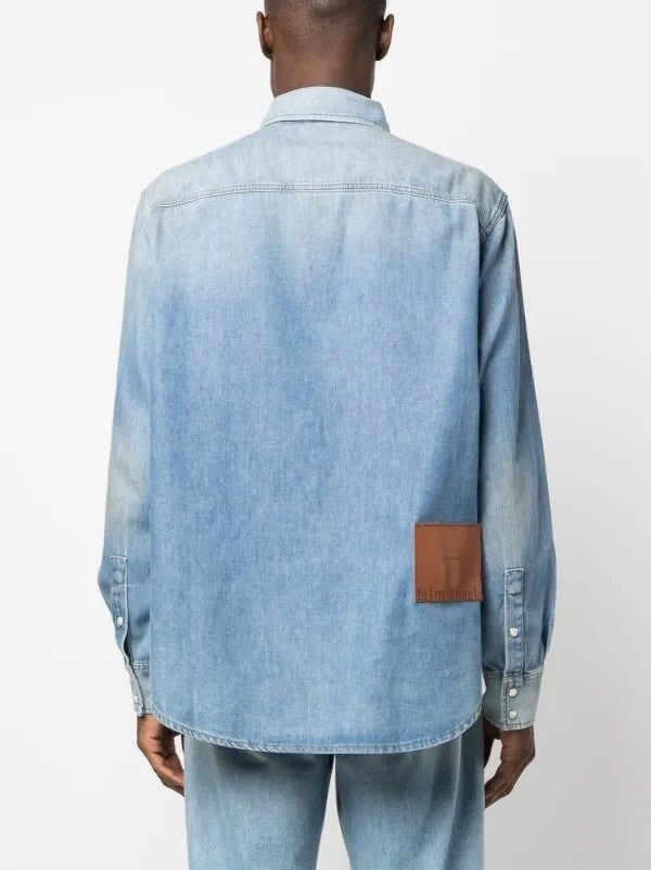Palm Angels Pa Monogram Denim Shirt Light Blue - Supplied FashionPalm Angels