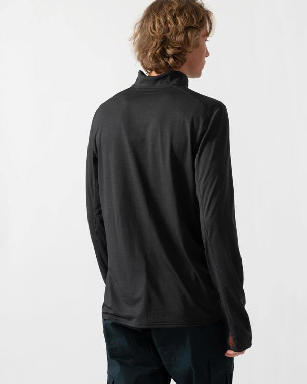 Fjallraven Abisko Day Hike Half Zip Mens Long Sleeve Top - Black 550