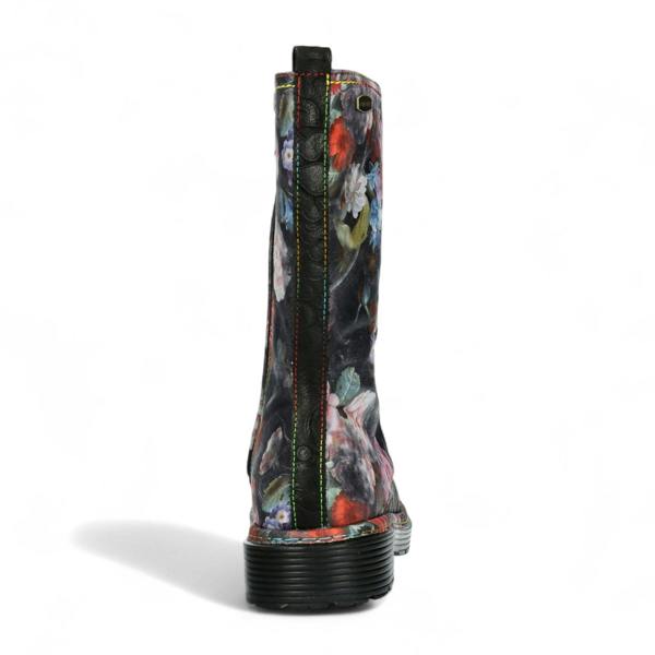 Laura Vita Incaso-18 Black Floral Womens Gothic Victorian Leather High Boots