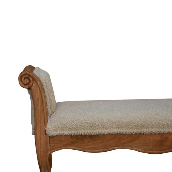 Artisan Furniture Solid Wood Cream Boucle French Style Bench