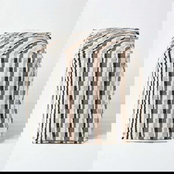 HOMESCAPES Grey, Black and White Stripe Bean Filled Pouffe