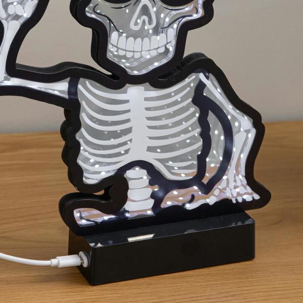Samuel Alexander 27cm Battery Powered Light up Halloween Skeleton Infinity Mirror with LEDs