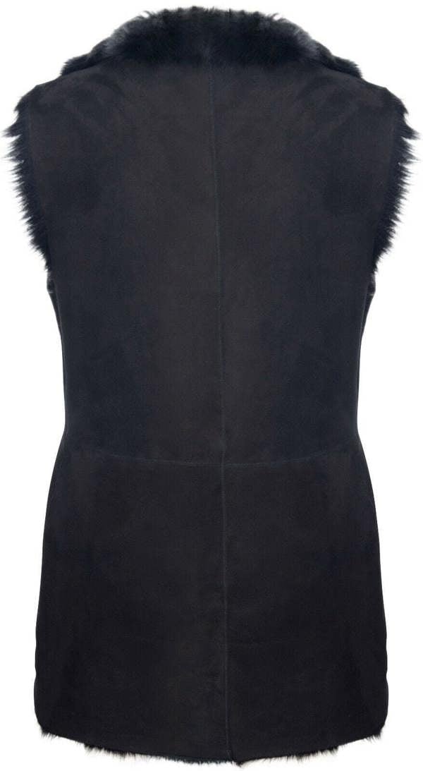 Infinity Leather Women's Black Toscana Sheepskin Buttoned Gilet-Manama