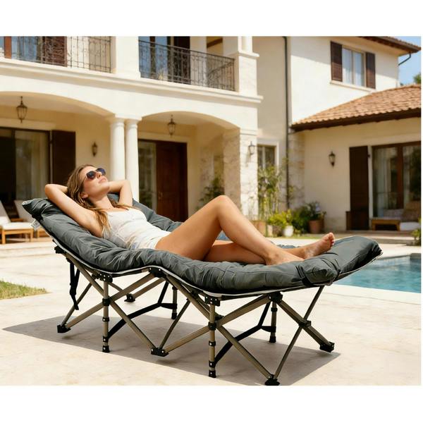 Gr8 Garden Portable Folding Camping Cot Bed 190cm with Mattress