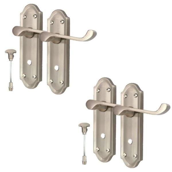 EDH Door Hardware Satin Nickel Door Handles - Askworth Internal Door Handles Set for Internal Door