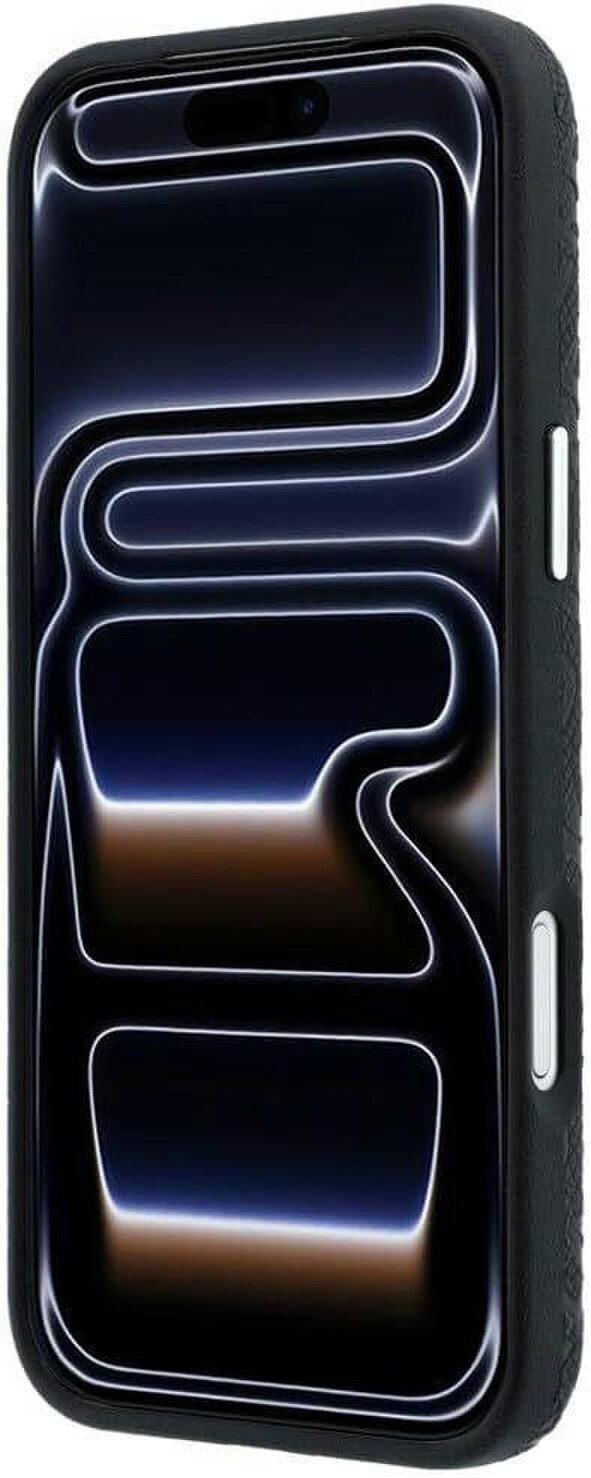 Karl Lagerfeld Grained Allover Logo Metal Elongated Case with MagSafe for iPhone 17/18 Pro 6.3" Black - KLHMP18LPSKLFOFK