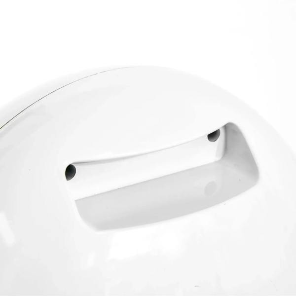 White electric fireplace heater carry handle on the rear housing
