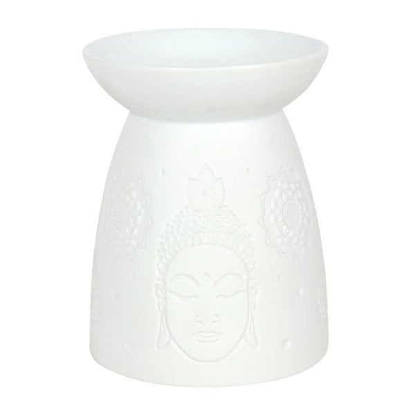 Serano White Ceramic Buddha Face Oil Burner and Wax Warmer
