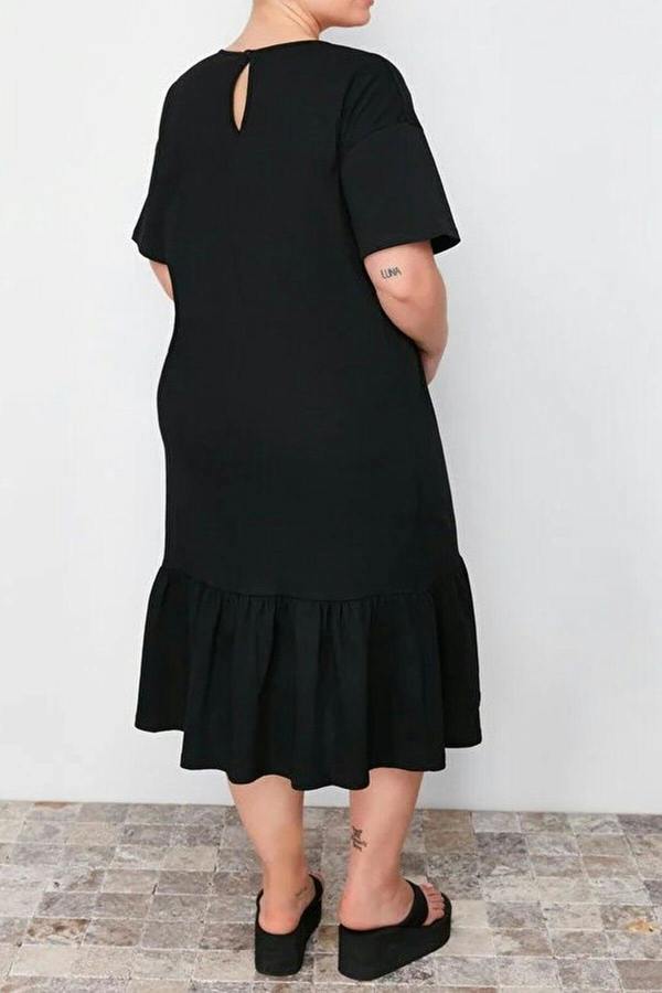 WOVCOR 100% Cotton Knitted Plus Size T-shirt Dress