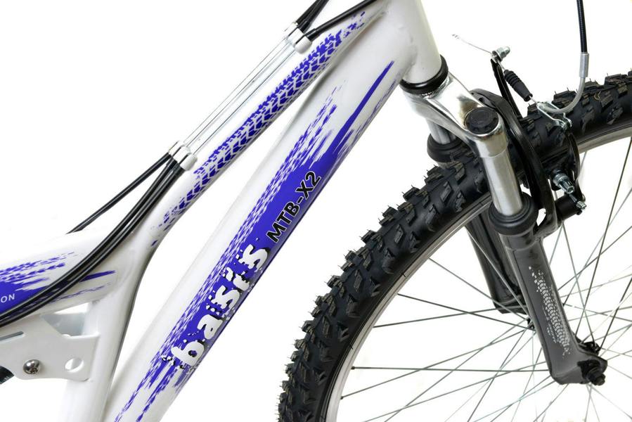 Basis Bikes Basis 2 Full Suspension Mountain Bike - 26" Wheel - 18 Speed White Purple
