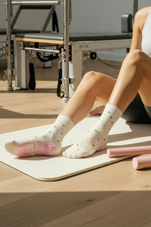 WOVCOR Patterned Non-Slip Yoga Knit Socks