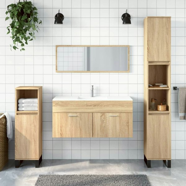 Berkfield Bathroom Cabinet with Mirror Sonoma Oak Engineered Wood