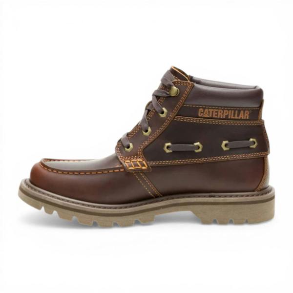 Caterpillar CAT (Caterpillar) Mens Tan Brown Leather Hiking Ankle Boots - Colorado Boat-Mid