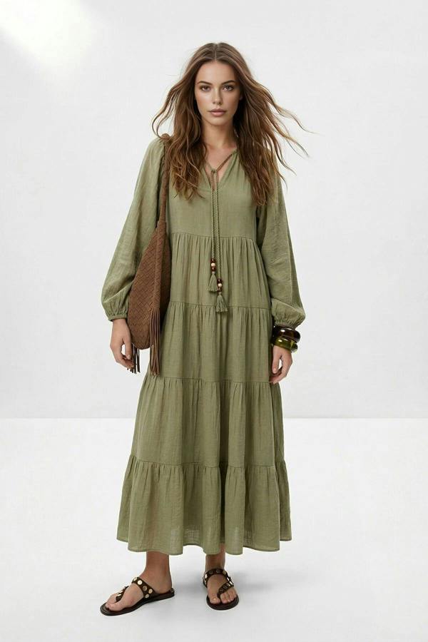WOVCOR Relaxed Fit Maxi Woven Dress