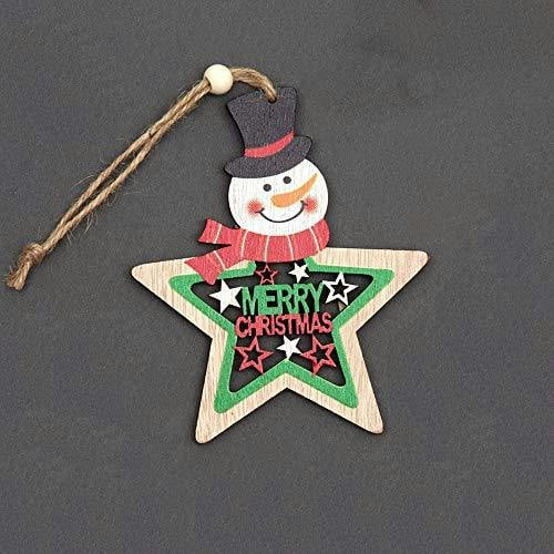 9x8cm Wooden Christmas Hanging Star Decorations, Painted Style Set of 3 with Twine Strings image 4