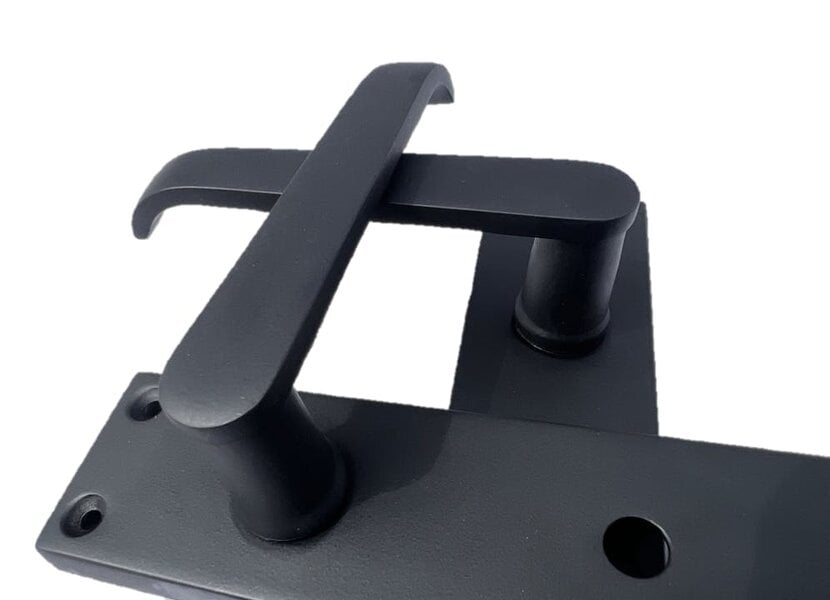 EDH Door Hardware Victorian Straight Matt Black Bathroom Interior Door Handles+Bathroom SASH Lock2