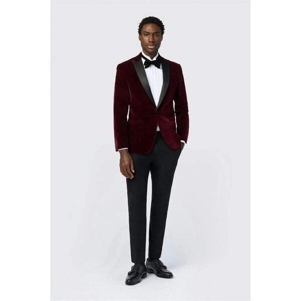 Antique Rogue Slim Fit Franklin Merlot Velvet Blazer