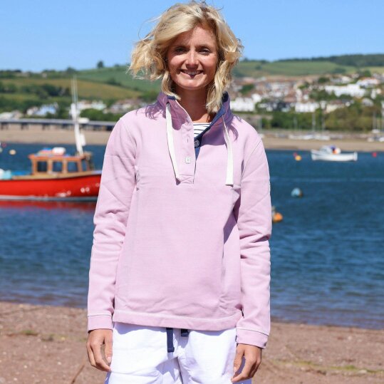 Lazy Jacks LJ301 - Pique Button Neck Sweatshirt - Pink