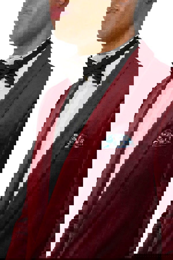 Harry Brown London Leo Velvet Tuxedo Dinner Jacket with Shawl Lapel Detail in Burgundy