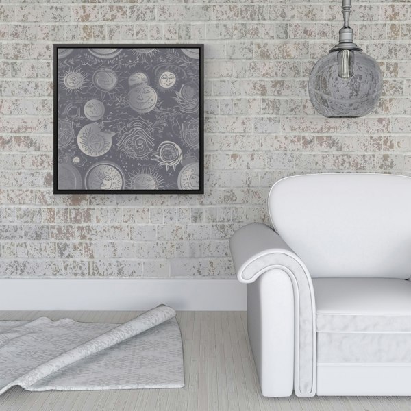 Warren Reed Sun and Moon in Grey Framed Canvas