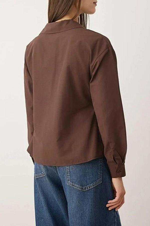 WOVCOR Regular Woven Shirt with Double-Breasted Closure and Tie Detail