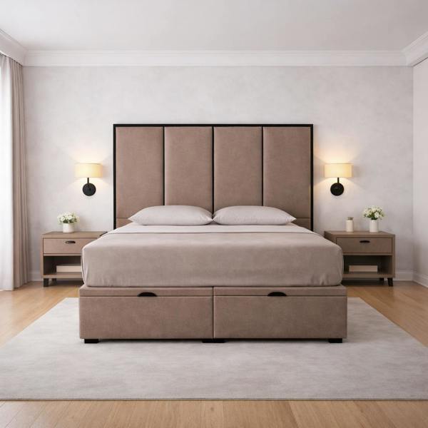 Great British Beds Emma Headboard with Contrast Border Divan Ottoman Bed