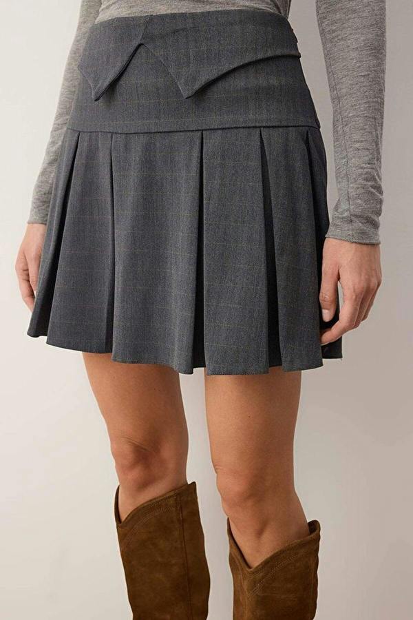 WOVCOR Waist Detail Pleated Mini Skirt