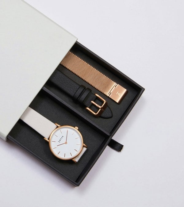 Votch Rose Gold & Light Grey Watch | Classic Petite Gift Set